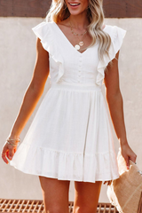 Flounce V Neck Cake Skirt Dresses Ins Street