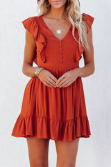 Flounce V Neck Cake Skirt Dresses Ins Street