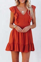 Flounce V Neck Cake Skirt Dresses Ins Street