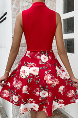 Print Bandage O Neck Cake Skirt Dresses(4 colors) Ins Street