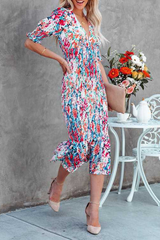 Print Split Joint V Neck Trumpet Mermaid Dresses Ins Street