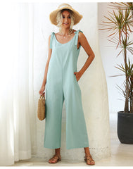 Meadow Linen Blend Tie Back Jumpsuit - New Sage Ins Street