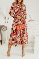 Print Split Joint Turndown Collar Waist Skirt Dresses(3 colors) Ins Street