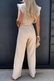 Solid Flounce O Neck Straight Jumpsuits(3 colors) Ins Street