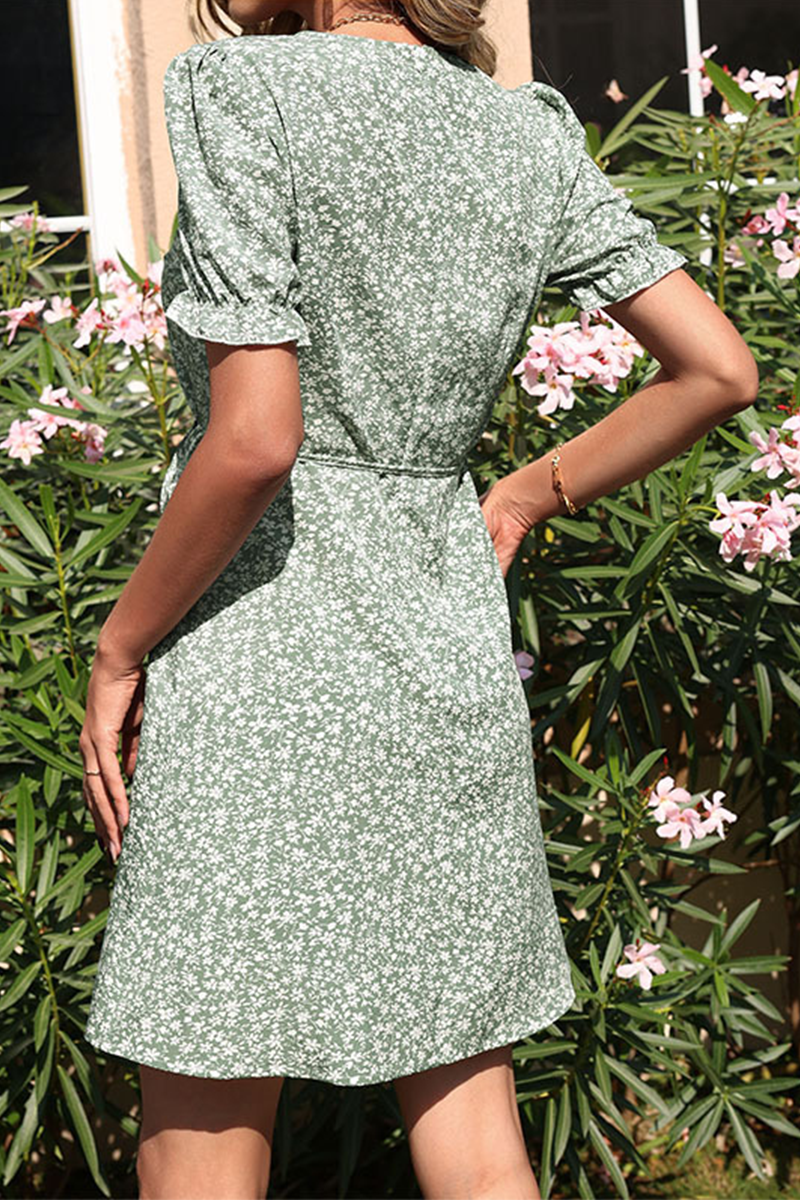Solid Patchwork V Neck Waist Skirt Dresses Ins Street