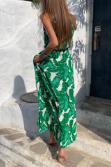 Print Patchwork Spaghetti Strap Waist Skirt Dresses Ins Street