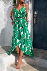 Print Patchwork Spaghetti Strap Waist Skirt Dresses Ins Street
