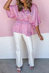 Print Patchwork V Neck Tops Ins Street