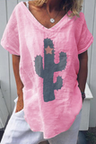 Print Split Joint V Neck T-Shirts(5 colors) Ins Street