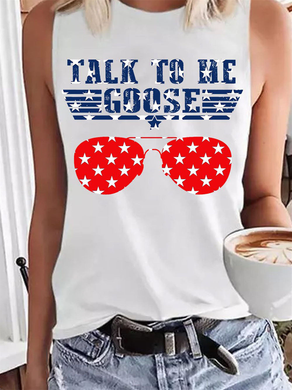 Talk to Me Goose Glasses Printed Vest 2023-03-14 InsStreet