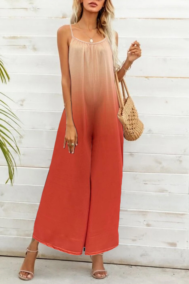 Gradual Change Joint Spaghetti Strap Straight Jumpsuits(4 colors) Ins Street