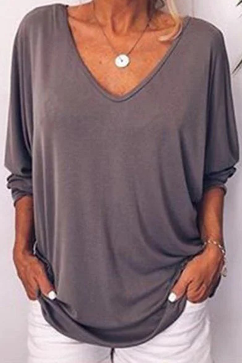 Solid Buckle V Neck T-Shirts(5 colors) Ins Street