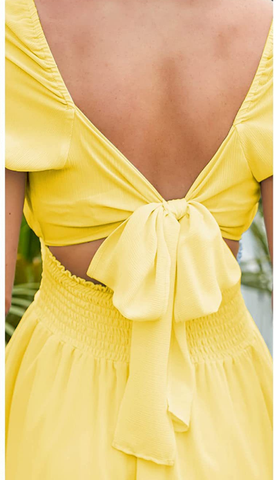 Leroy Linen Blend Puff Sleeve Babydoll Dress - Yellow Ins Street