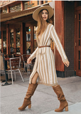 Naja Pocketed Striped Duster Cardigan Ins Street