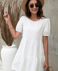 Randi Contrast Poplin Babydoll Dress - White Ins Street