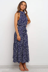 Local Flare Polka Dot Tie Midi Dress Ins Street