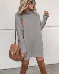 Marcelle Mock Neck Knit Dress - Light Mocha Ins Street