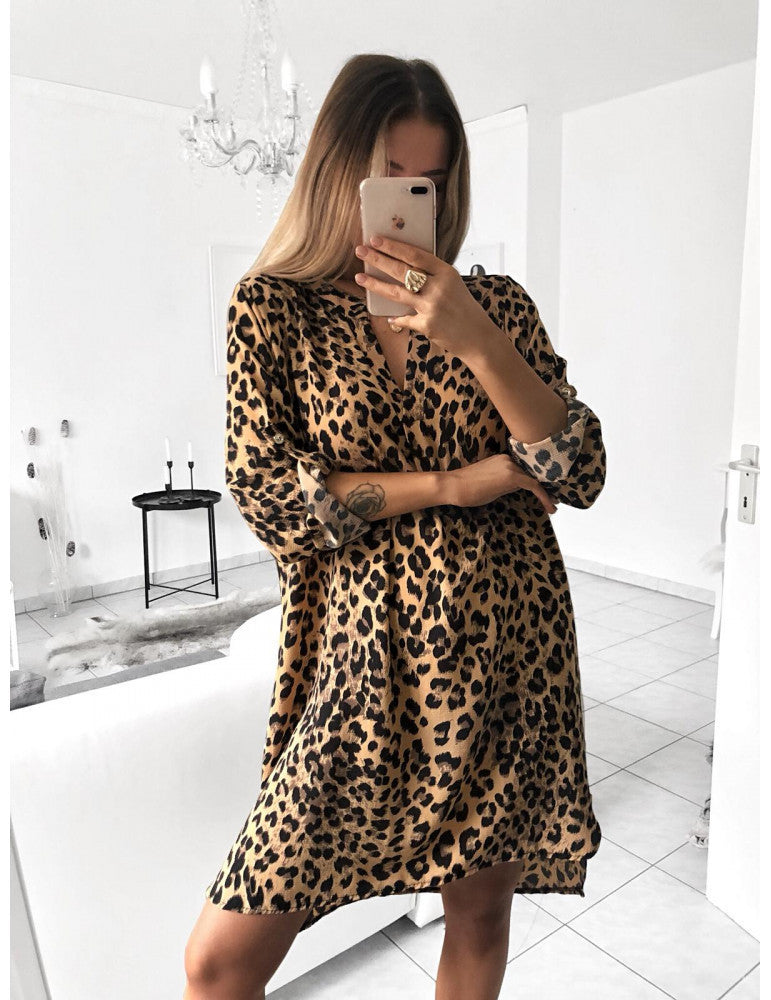 Pure Twist Front Tiger Print Shirt Dress - FINAL SALE Ins Street