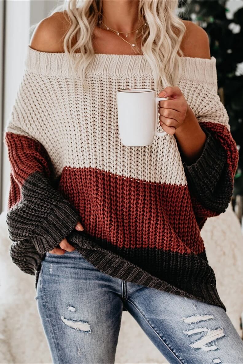 Colorblock Striped Sweater Pullover Ins street
