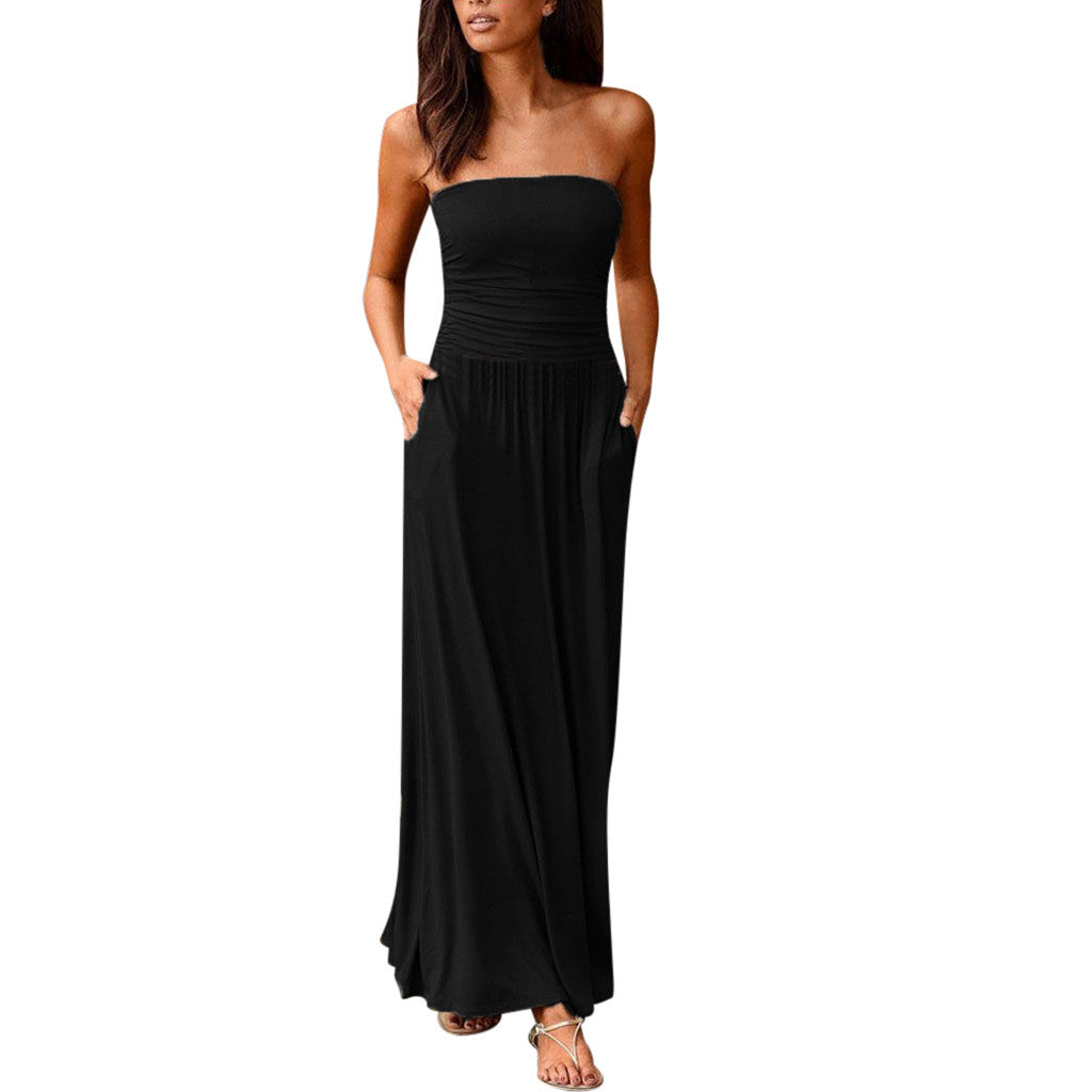 Olation Strapless Jersey Maxi Dress - Black - FINAL SALE – InsStreet