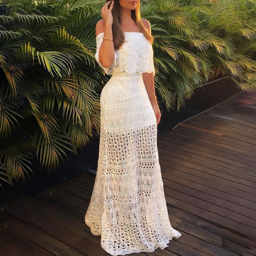 Pascal Tiered Crochet Lace Midi Dress - White Ins Street