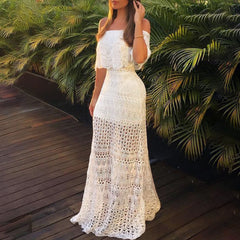 Pascal Tiered Crochet Lace Midi Dress - White Ins Street