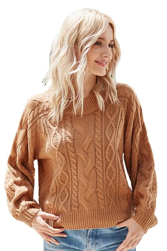 Long Sleeve Cable Knit Loose Sweater Ins street