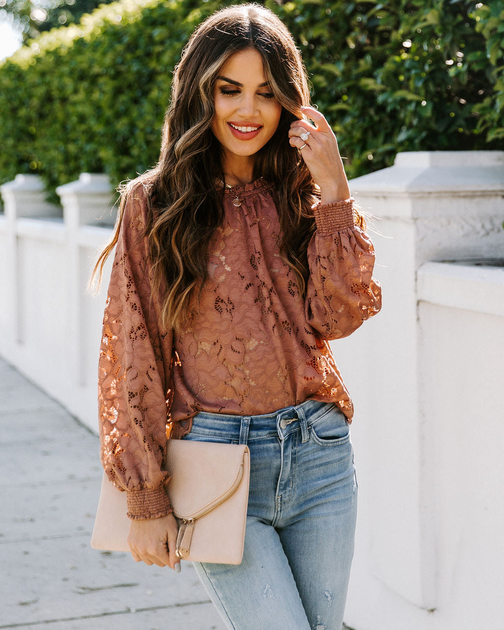 Your Smiling Face Lace Blouse - Mauve Ins Street