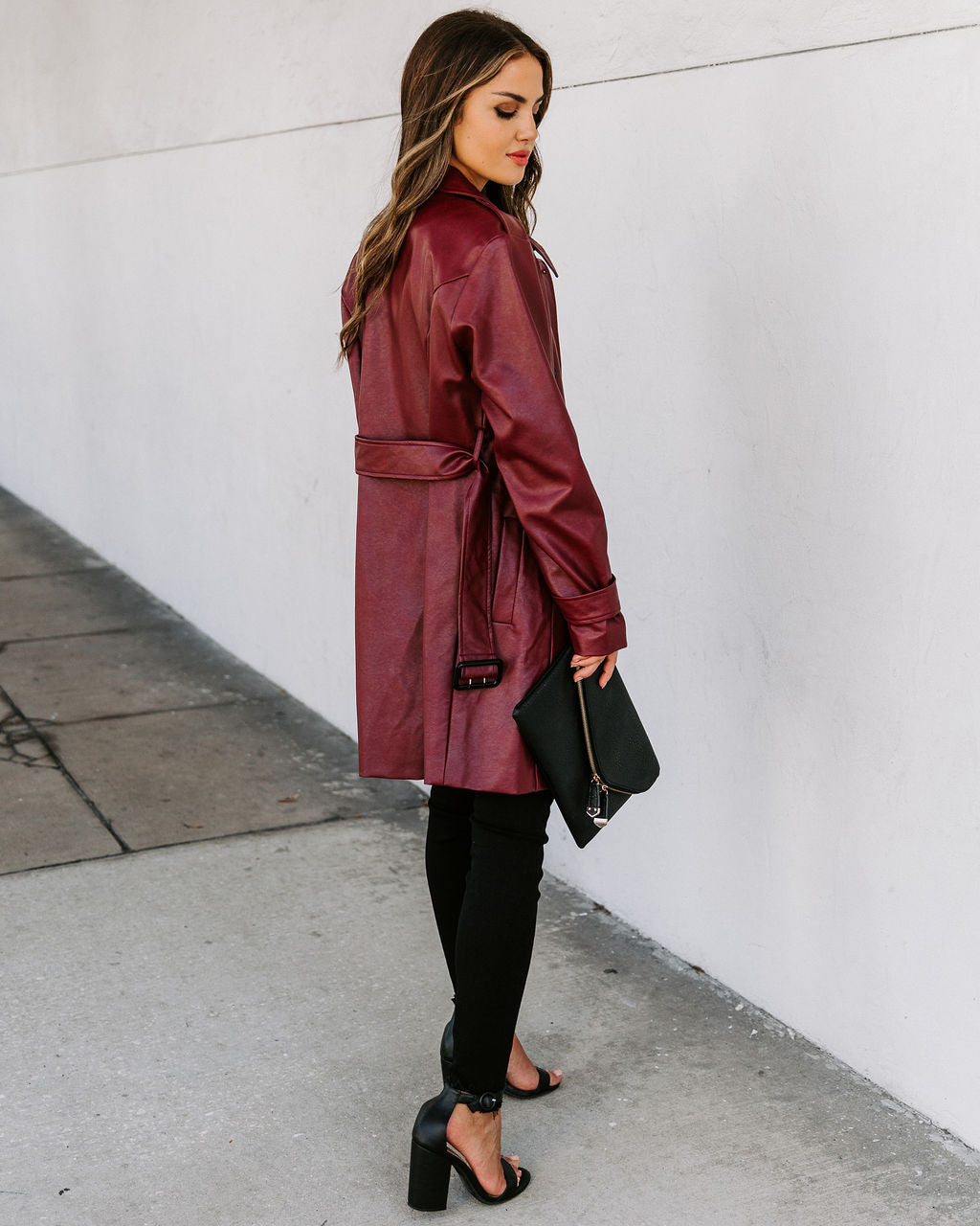 Valentin Pocketed Faux Leather Trench Coat - FINAL SALE ON T-001