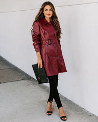 Valentin Pocketed Faux Leather Trench Coat - FINAL SALE ON T-001