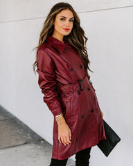 Valentin Pocketed Faux Leather Trench Coat - FINAL SALE ON T-001