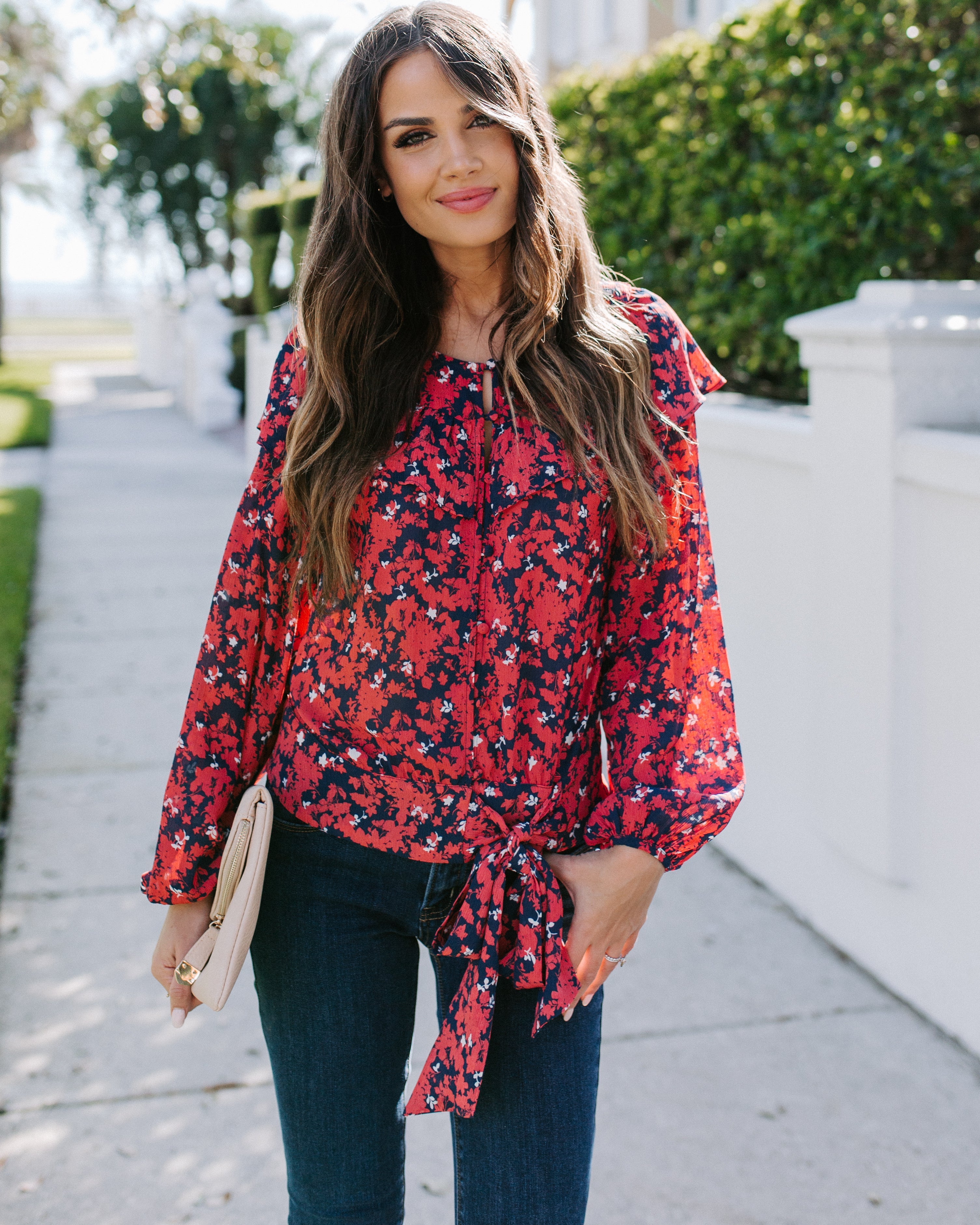 Special Delivery Floral Ruffle Tie Blouse Ins Street