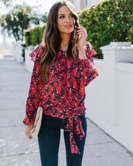 Special Delivery Floral Ruffle Tie Blouse Ins Street