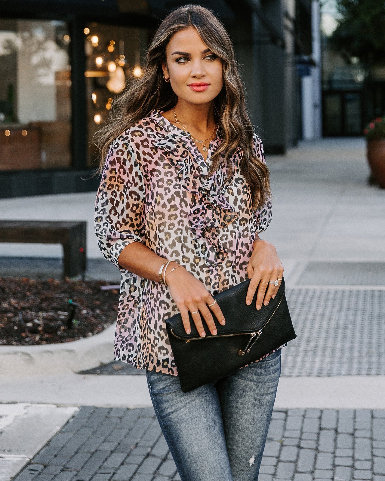 Play It Cool Leopard Button Down Ruffle Blouse - FINAL SALE Ins Street