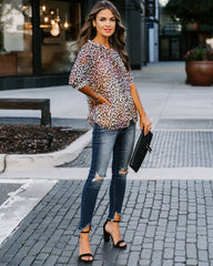 Play It Cool Leopard Button Down Ruffle Blouse - FINAL SALE Ins Street