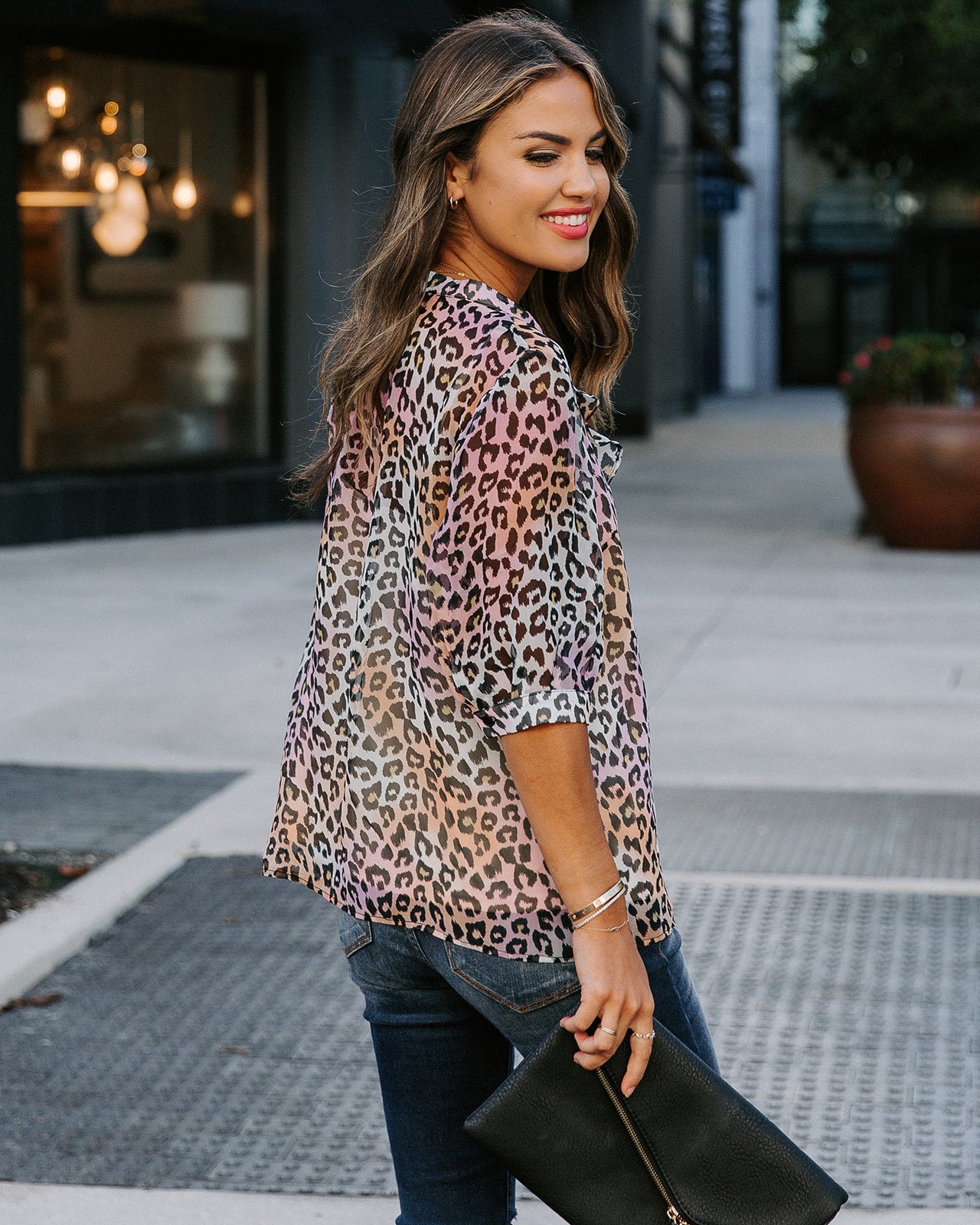 Play It Cool Leopard Button Down Ruffle Blouse - FINAL SALE Ins Street