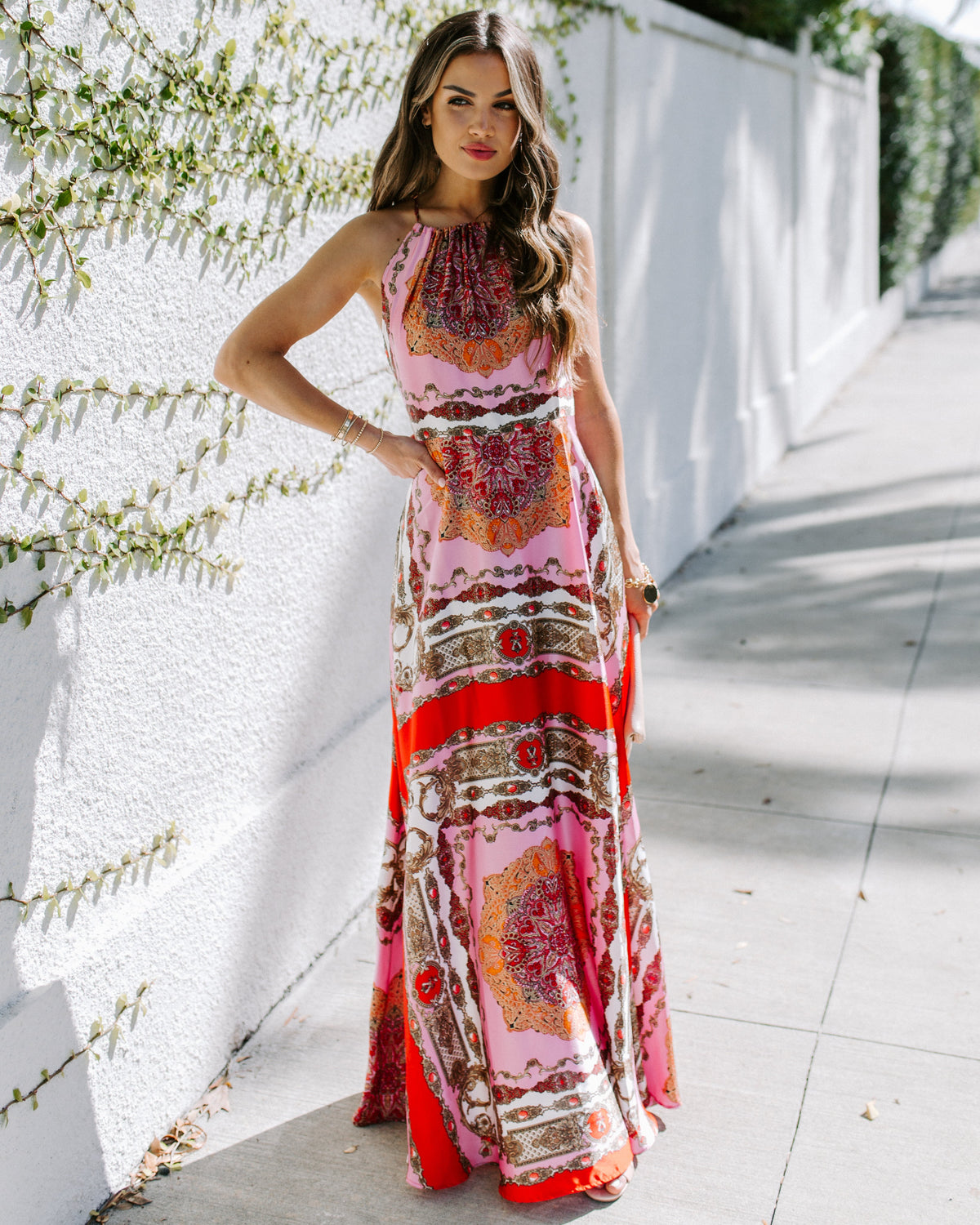 PREORDER - Reina Printed Halter Maxi Dress Ins Street