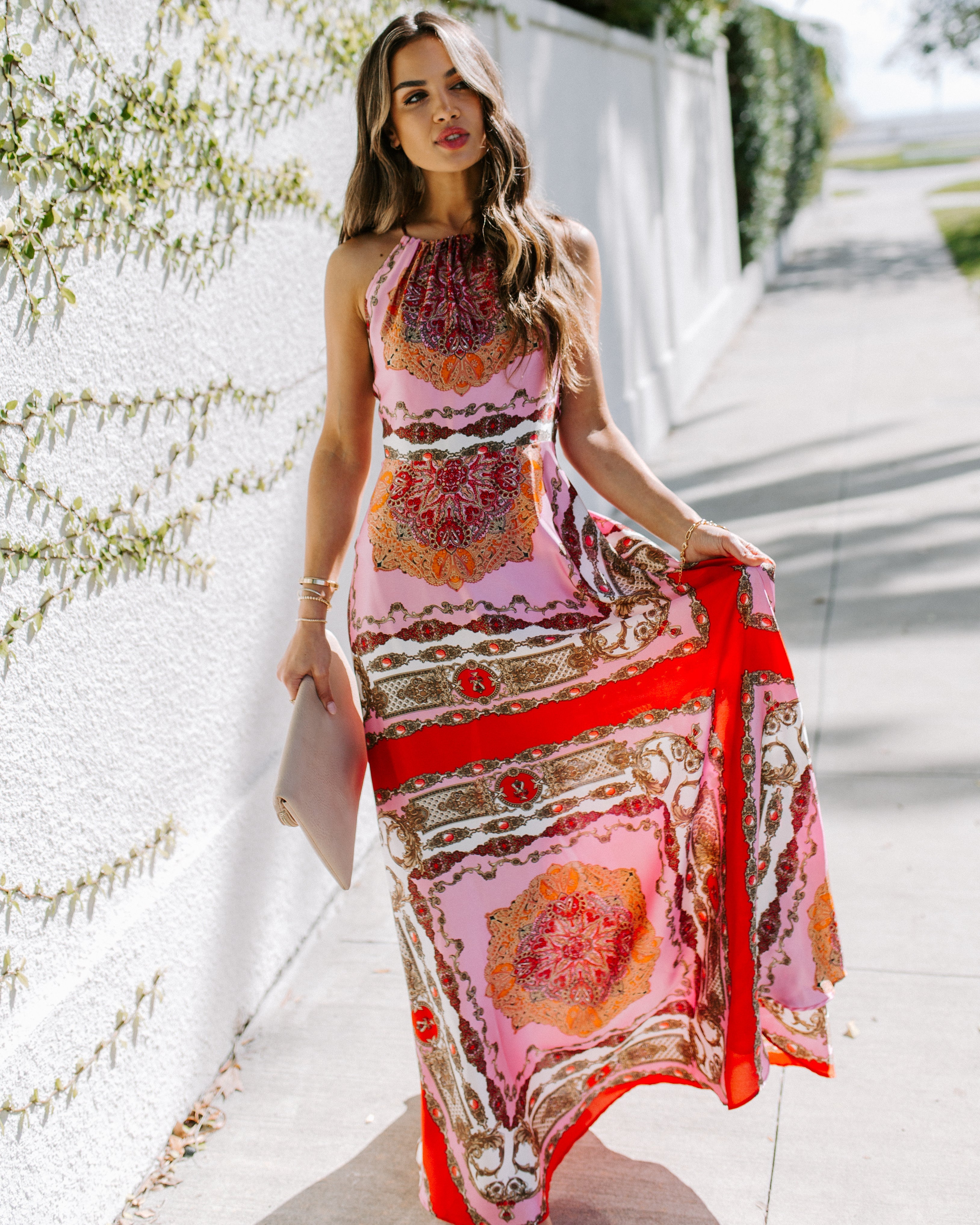 PREORDER - Reina Printed Halter Maxi Dress Ins Street