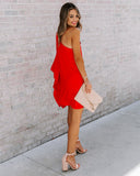 Side To Side One Shoulder Statement Dress - Tomato Red Ins Street