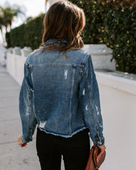 Night Rider Pocketed Distressed Denim Jacket Ins Street