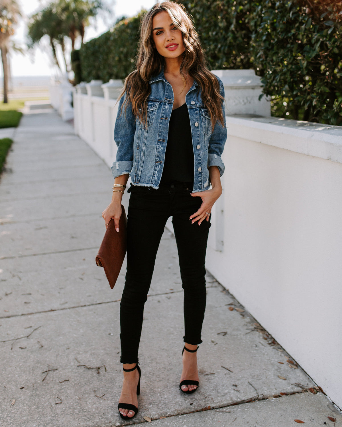 Night Rider Pocketed Distressed Denim Jacket Ins Street