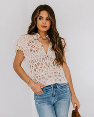 Darla Cotton Crochet Button Down Top - FINAL SALE CHRY-001