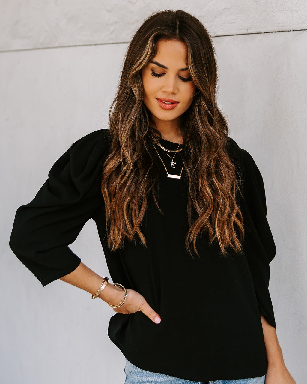 Kingston Statement Sleeve Top - Black - FINAL SALE Ins Street