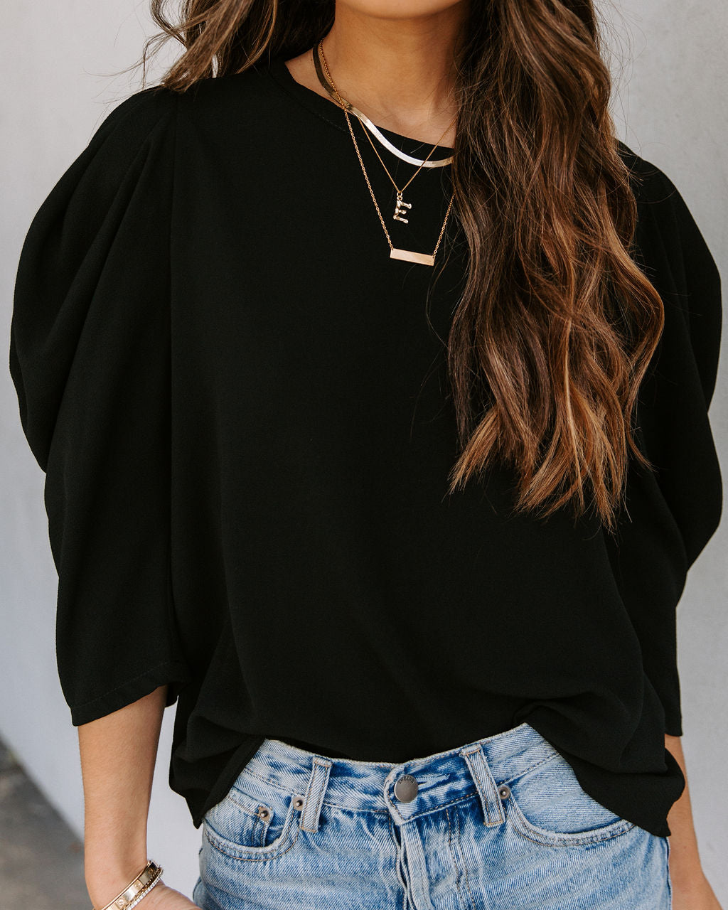 Kingston Statement Sleeve Top - Black - FINAL SALE Ins Street