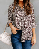 Mylie Printed Button Down Blouse Ins Street