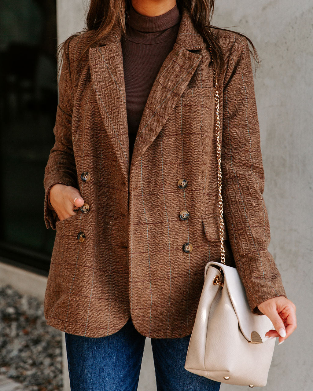 Glasgow Pocketed Herringbone Blazer Ins Street