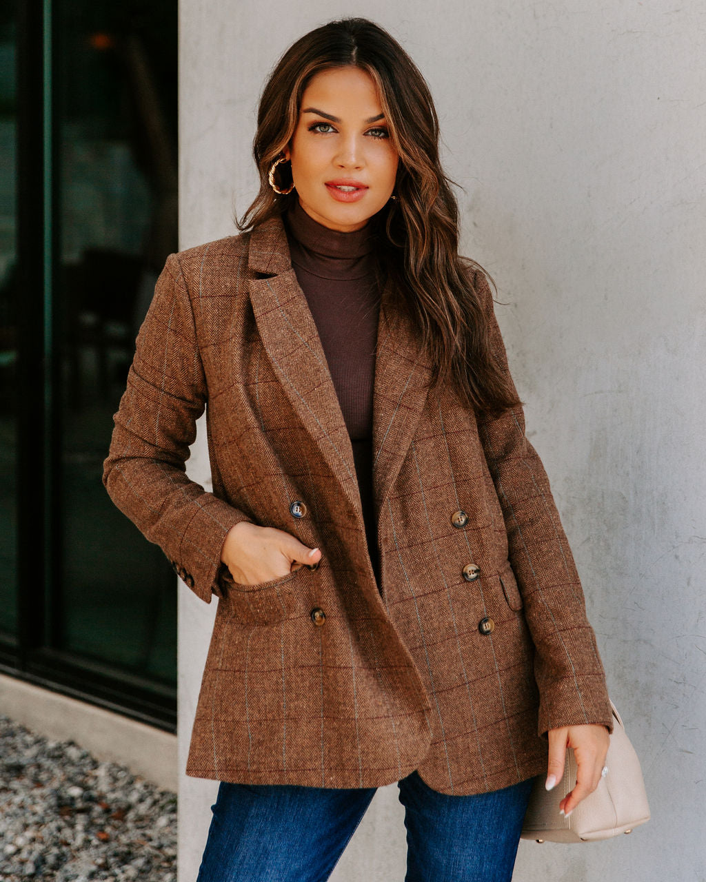 Glasgow Pocketed Herringbone Blazer Ins Street