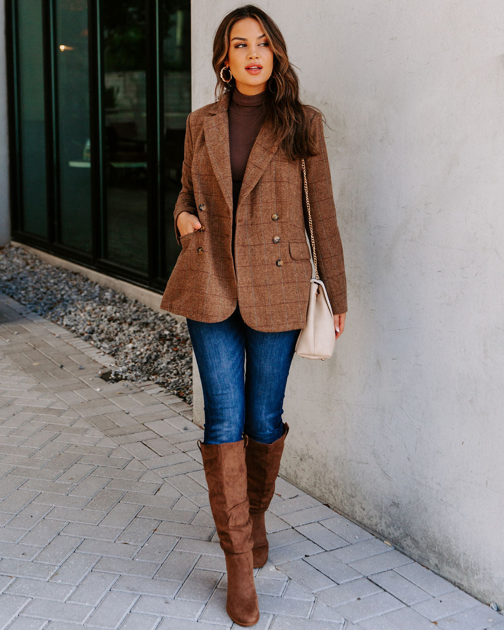 Glasgow Pocketed Herringbone Blazer Ins Street