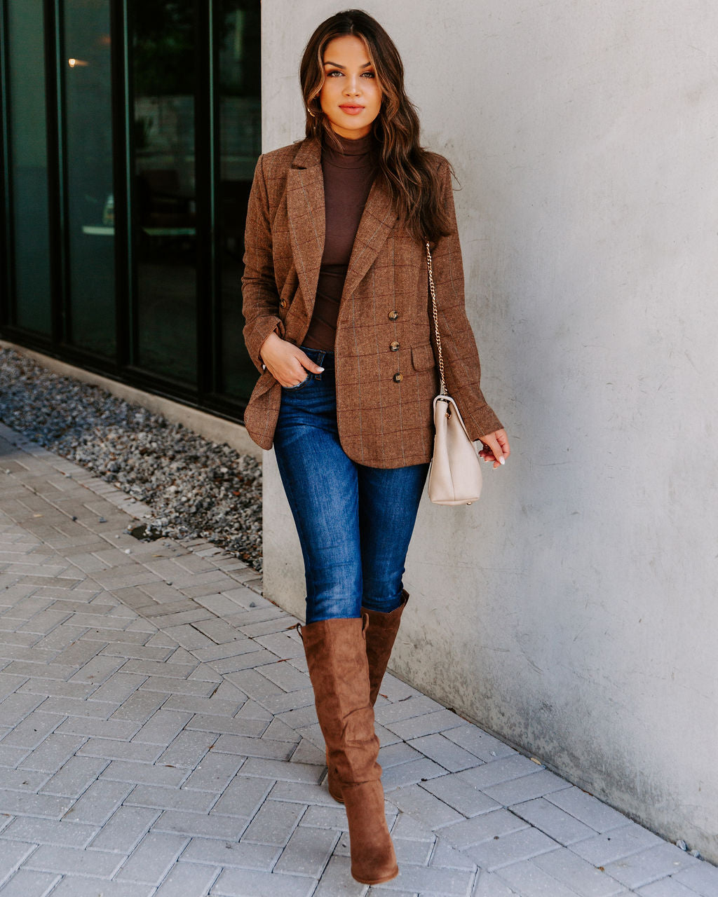 Glasgow Pocketed Herringbone Blazer Ins Street