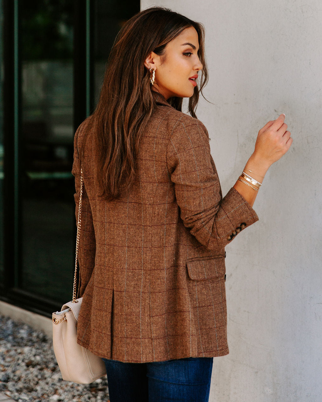 Glasgow Pocketed Herringbone Blazer Ins Street